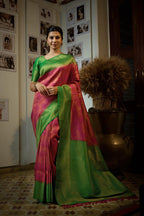 Vardha Magenta Pink Golden Zari Kanjeevaram Silk Saree