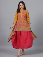 Juniper Women Mustard Georgette Printed Draped Maxi Dress - Distacart