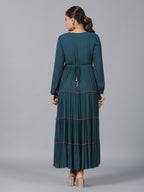 Juniper Women Bottle Green Rayon Crepe Tiered Maxi Dress - Distacart