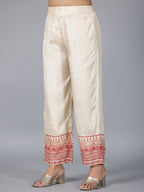 Juniper Women Beige Viscose Shantoon Printed Kurta, Pants & Dupatta Set