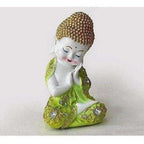 Multi - Color Handmade Buddha Showpiece and Stones On Wooden Tray - Distacart