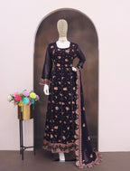 Anaita Purple Faux Georgette Sequins Embroidered Salwar Suit - Distacart