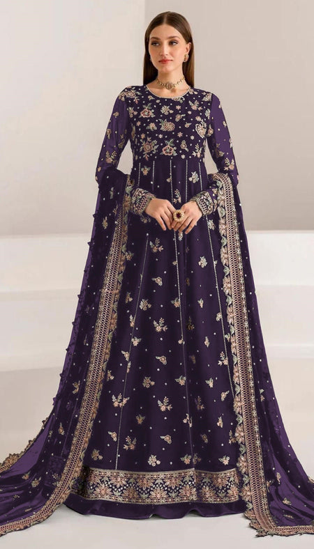 Anaita Purple Faux Georgette Sequins Embroidered Salwar Suit