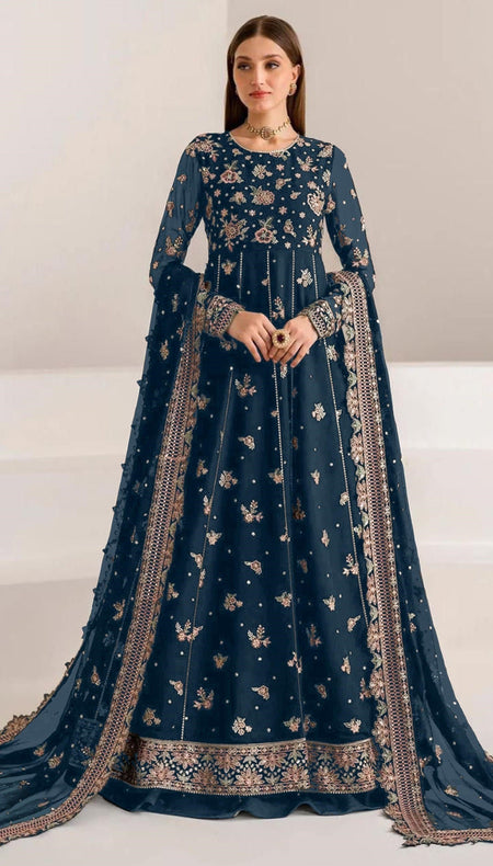 Anaita Navy Blue Faux Georgette Sequins Embroidered Salwar Suit