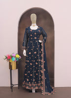 Anaita Navy Blue Faux Georgette Sequins Embroidered Salwar Suit - Distacart