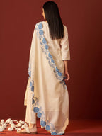 Indo Era Paisley Embroidered Thread Work Pure Cotton Kurta With Trousers And Dupatta - Distacart