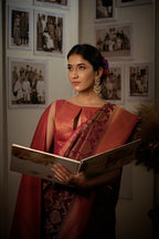 Vardha Myrtle Wine Golden Zari Kanjeevaram Silk Saree