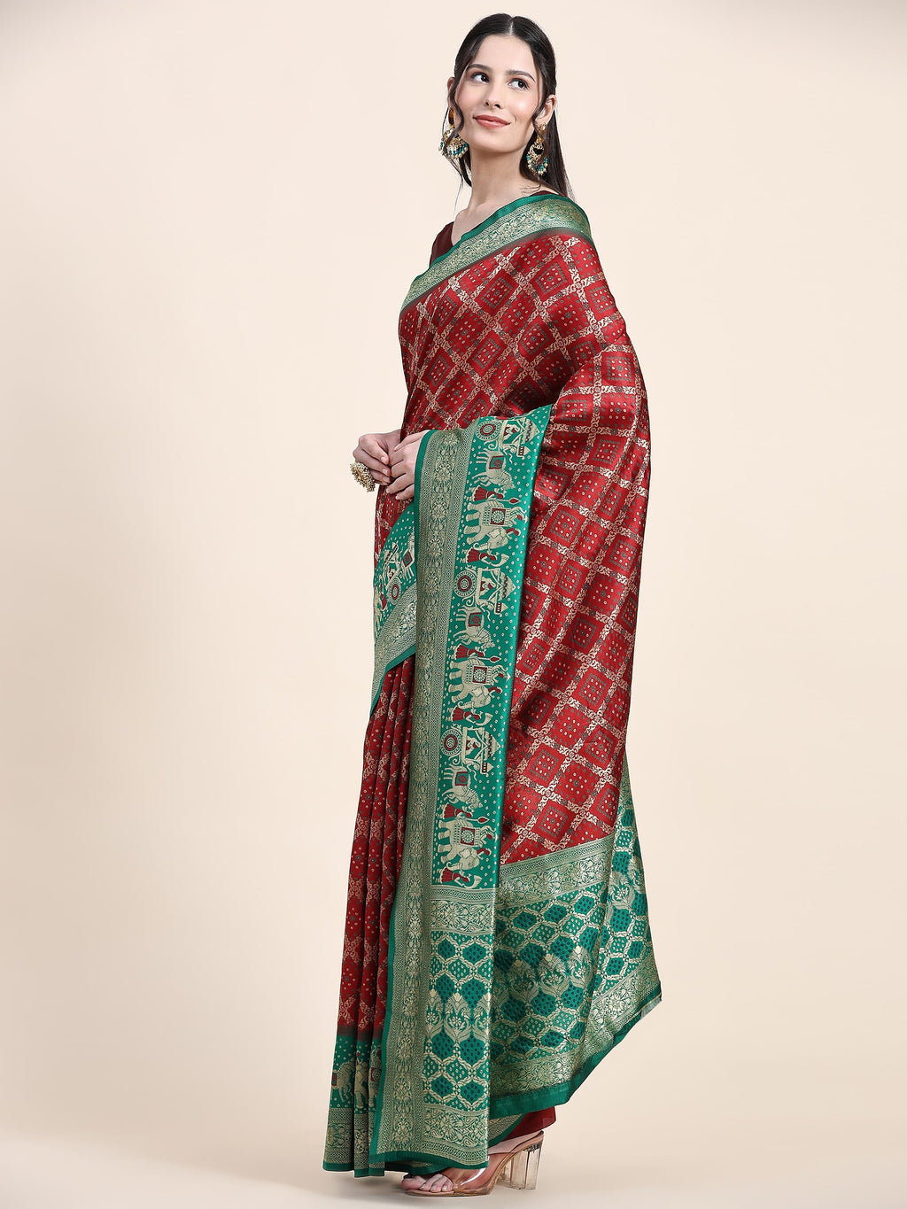 Vedant Vastram Patola Design KanchiPuram Silk Saree For Women - Maroon