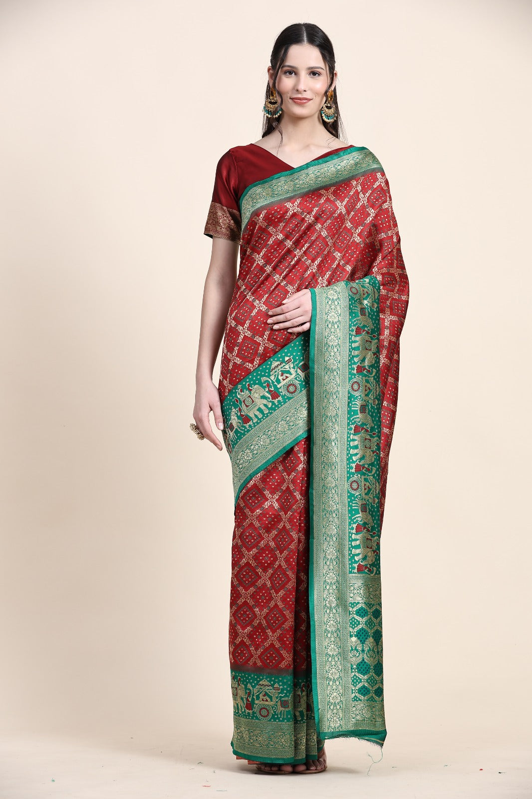 Vedant Vastram Patola Design KanchiPuram Silk Saree For Women - Maroon