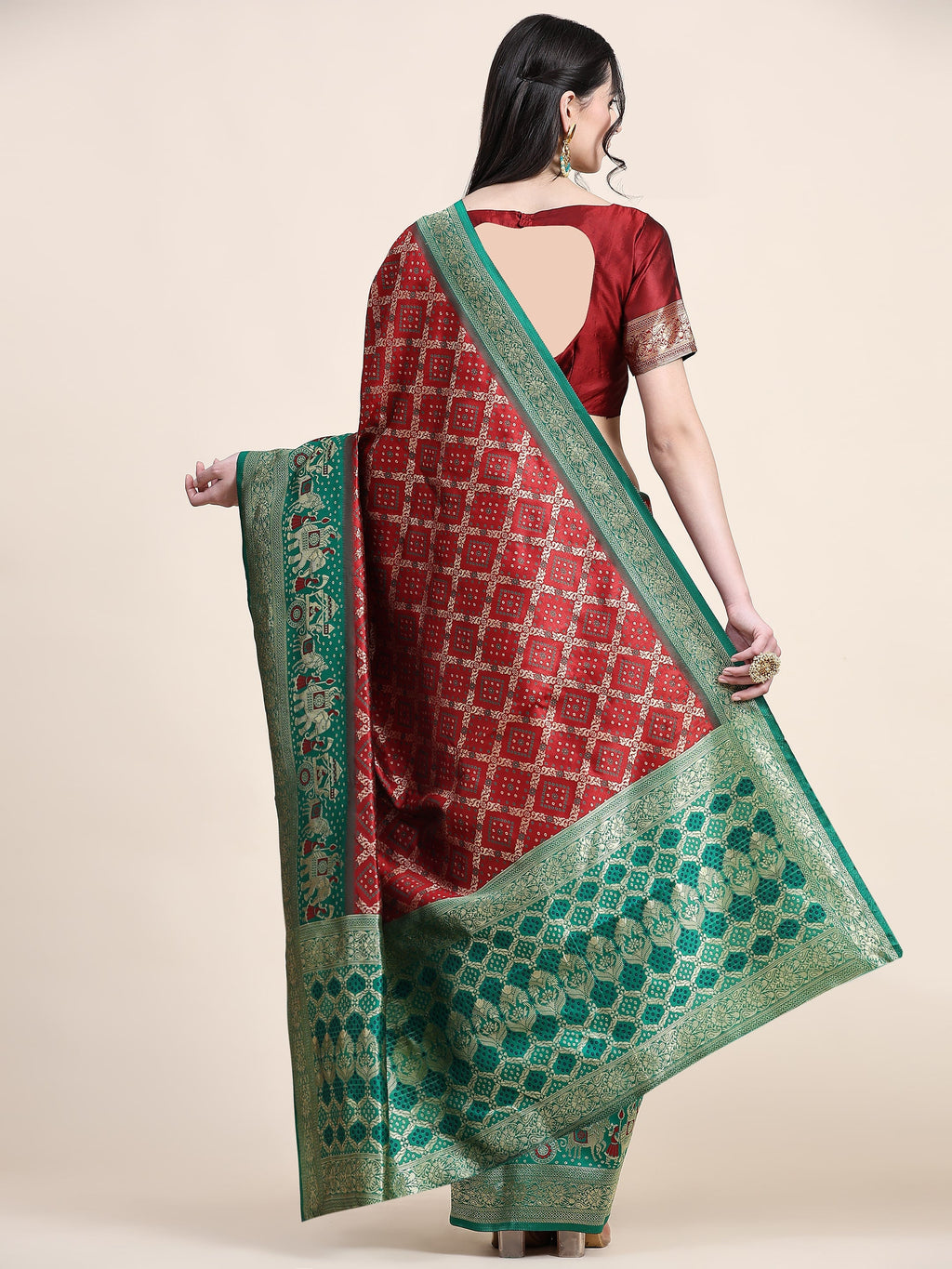 Vedant Vastram Patola Design KanchiPuram Silk Saree For Women - Maroon