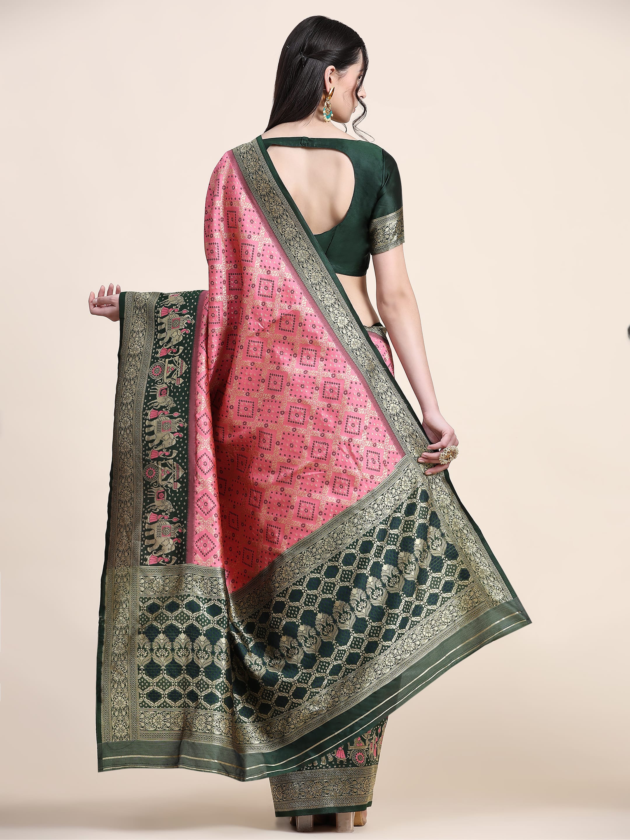 Vedant Vastram Patola Design KanchiPuram Silk Saree For Women - Pink