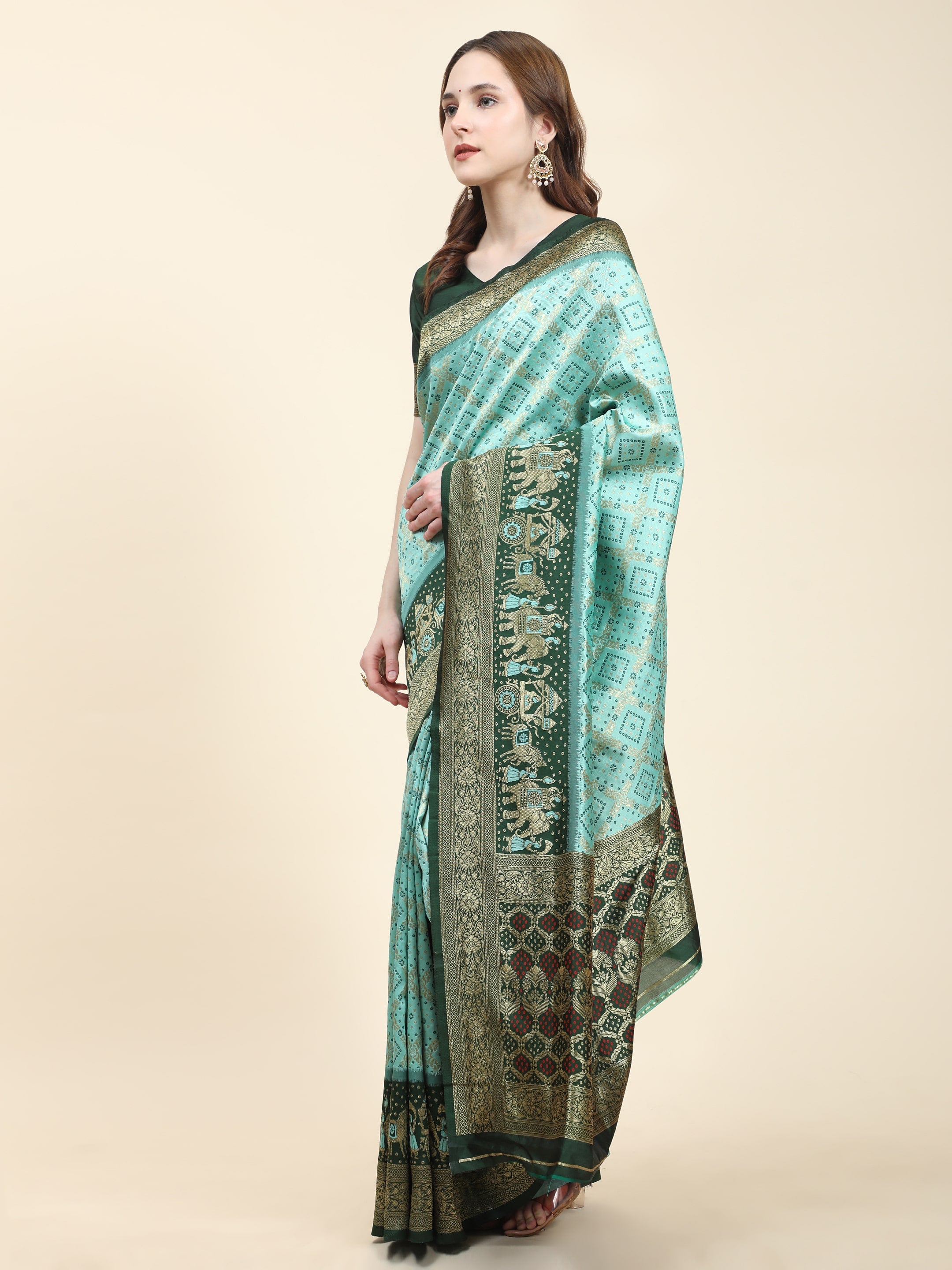 Vedant Vastram Patola Design KanchiPuram Silk Saree For Women - Rama