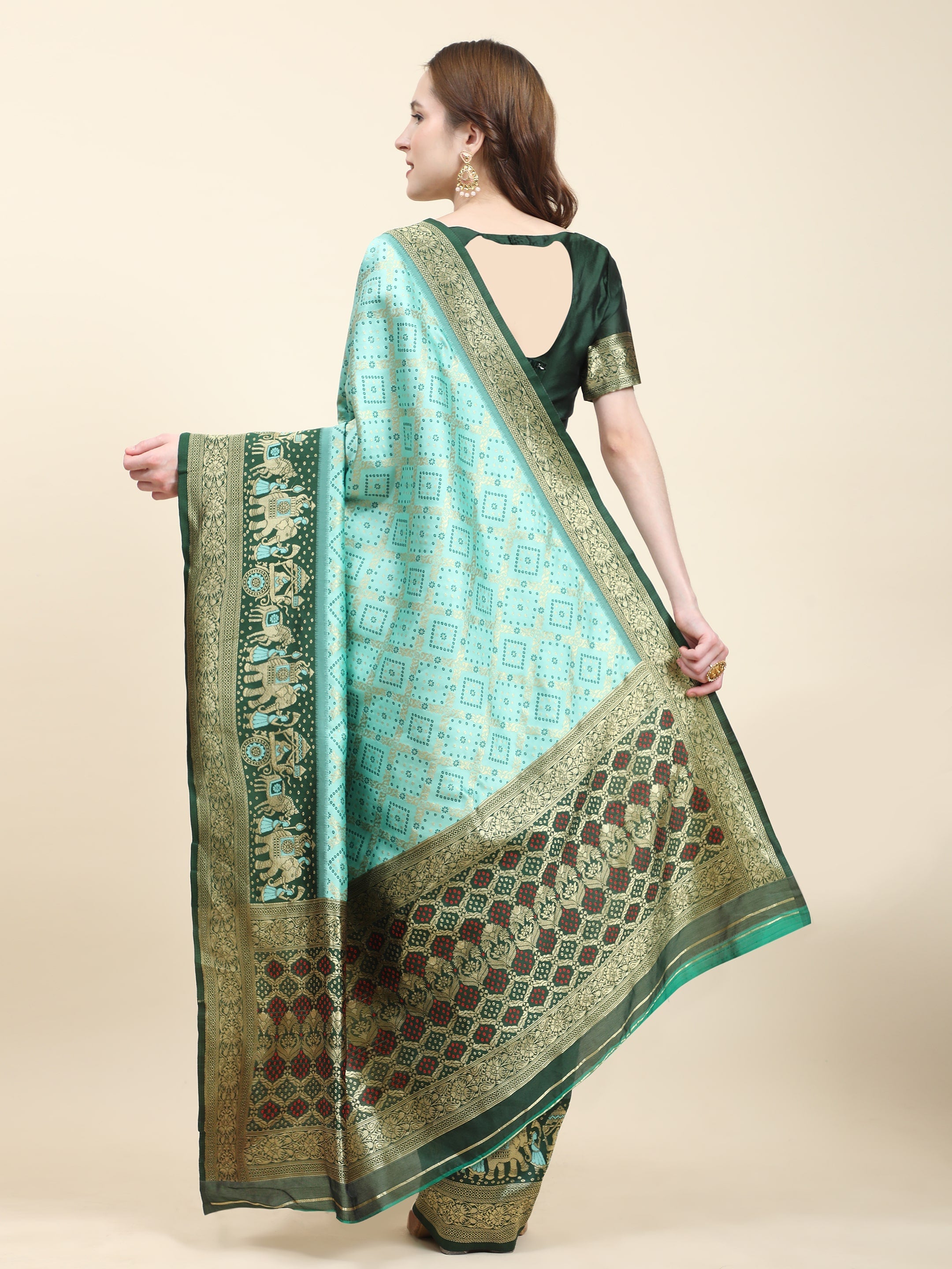 Vedant Vastram Patola Design KanchiPuram Silk Saree For Women - Rama
