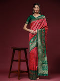 Vedant Vastram Patola Design KanchiPuram Silk Saree For Women - Rani Pink