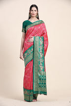 Vedant Vastram Patola Design KanchiPuram Silk Saree For Women - Rani Pink