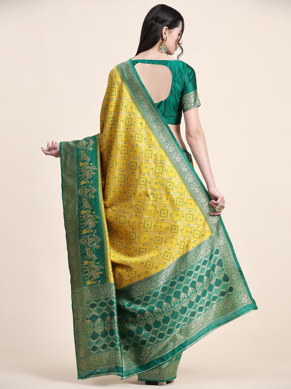 Vedant Vastram Patola Design KanchiPuram Silk Saree For Women - Yellow