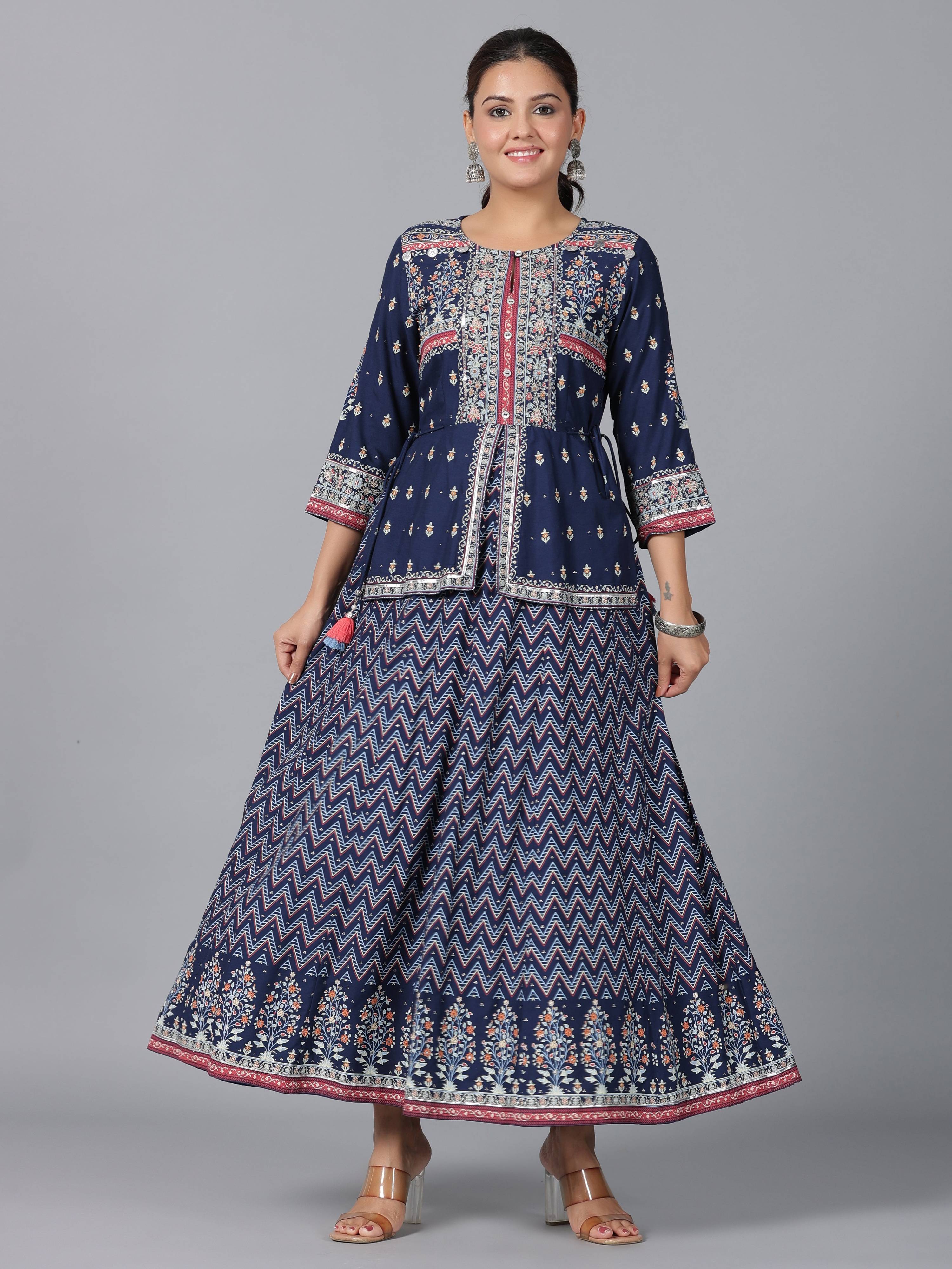 Juniper Women Indigo Shantoon Printed Maxi Dress - Distacart