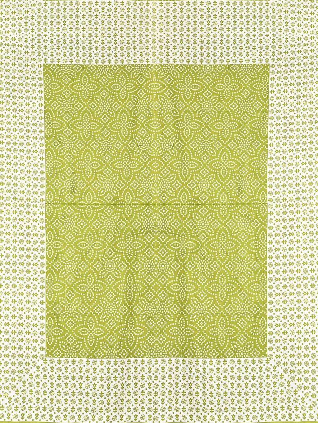 Urban Magic Green & White Ethnic Motifs Cotton 104 TC Queen Bedsheet with 2 Pillow Covers