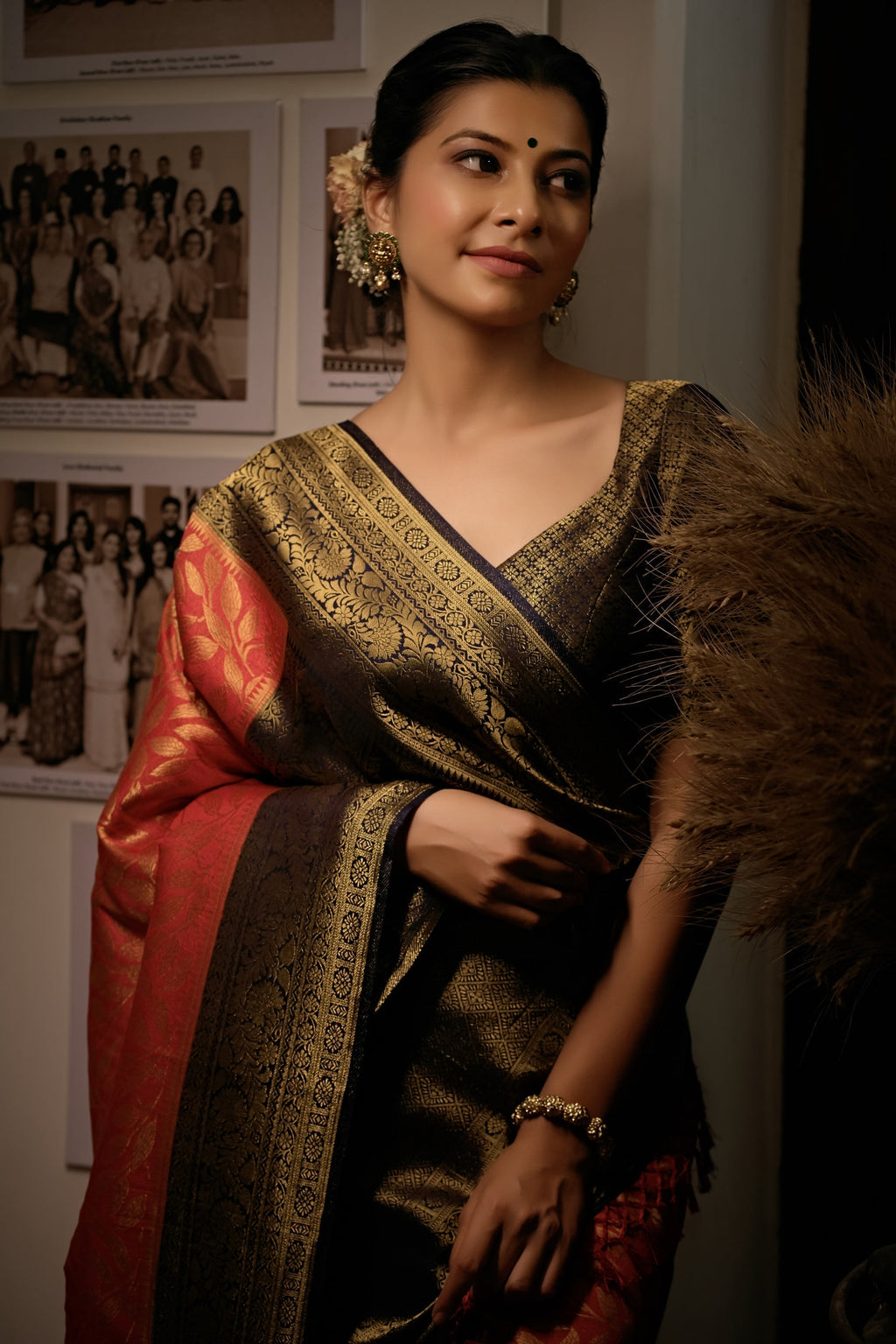 Vardha Beautiful Carmine Red Golden Zari Kanjeevaram Silk Saree