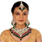 Tehzeeb Creations Meenakari Gold-Polished Multi color Uncut dibbi Kundan Combo Necklace Set