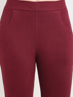 TAG 7 Women Maroon & Olive Green Pack of 2 Leggings