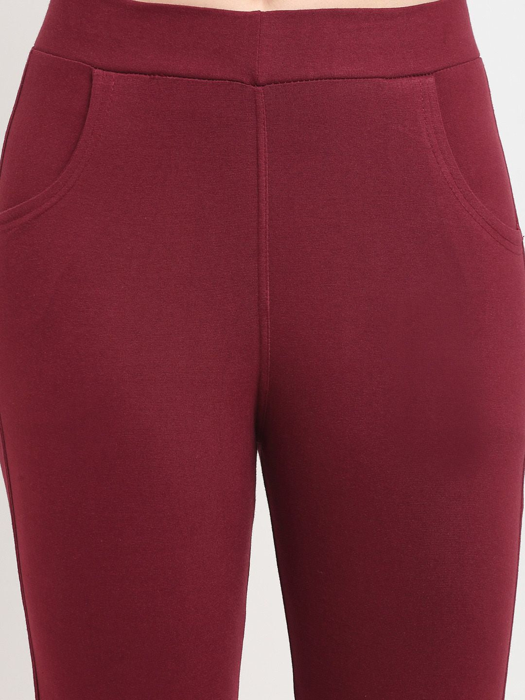 TAG 7 Women Maroon & Olive Green Pack of 2 Leggings