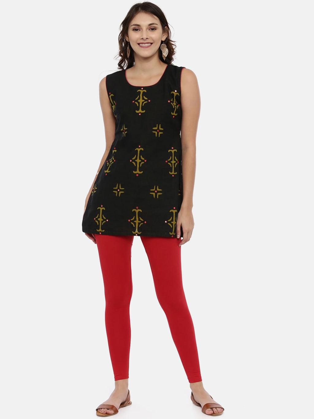 Souchii Red Solid Slim-Fit Ankle-Length Leggings - Distacart