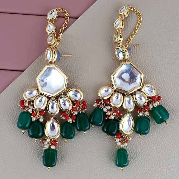 Tehzeeb Creations Meenakari Gold-Polished Multi color Uncut dibbi Kundan Combo Necklace Set