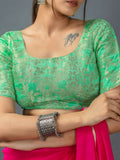 Amodini Designer Studio Women's Banarsi Brocade Rama Green Blouse