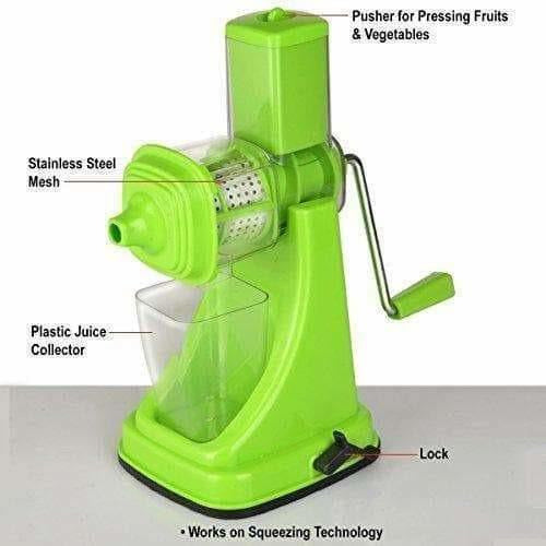 Green Color - Plastic Fruit and Vegetable Juicer Combo Set, 9-Pieces