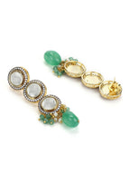 Maharani Green Stone & Kundan Neckpiece with Earrings- Ruby Raang