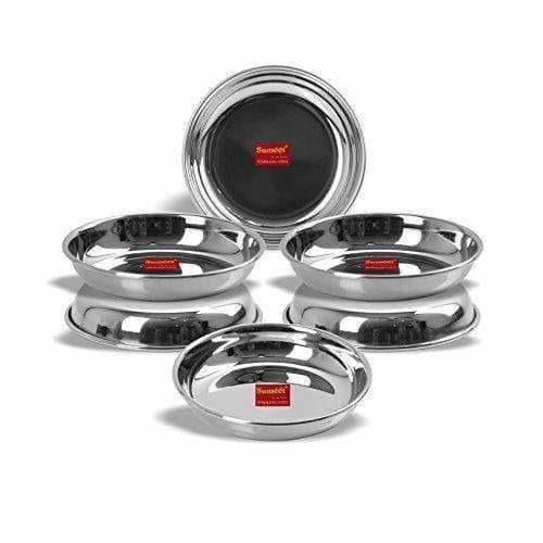 Stainless Steel Heavy Gauge Small Halwa Plates with Mirror finish -  Set of 6pc