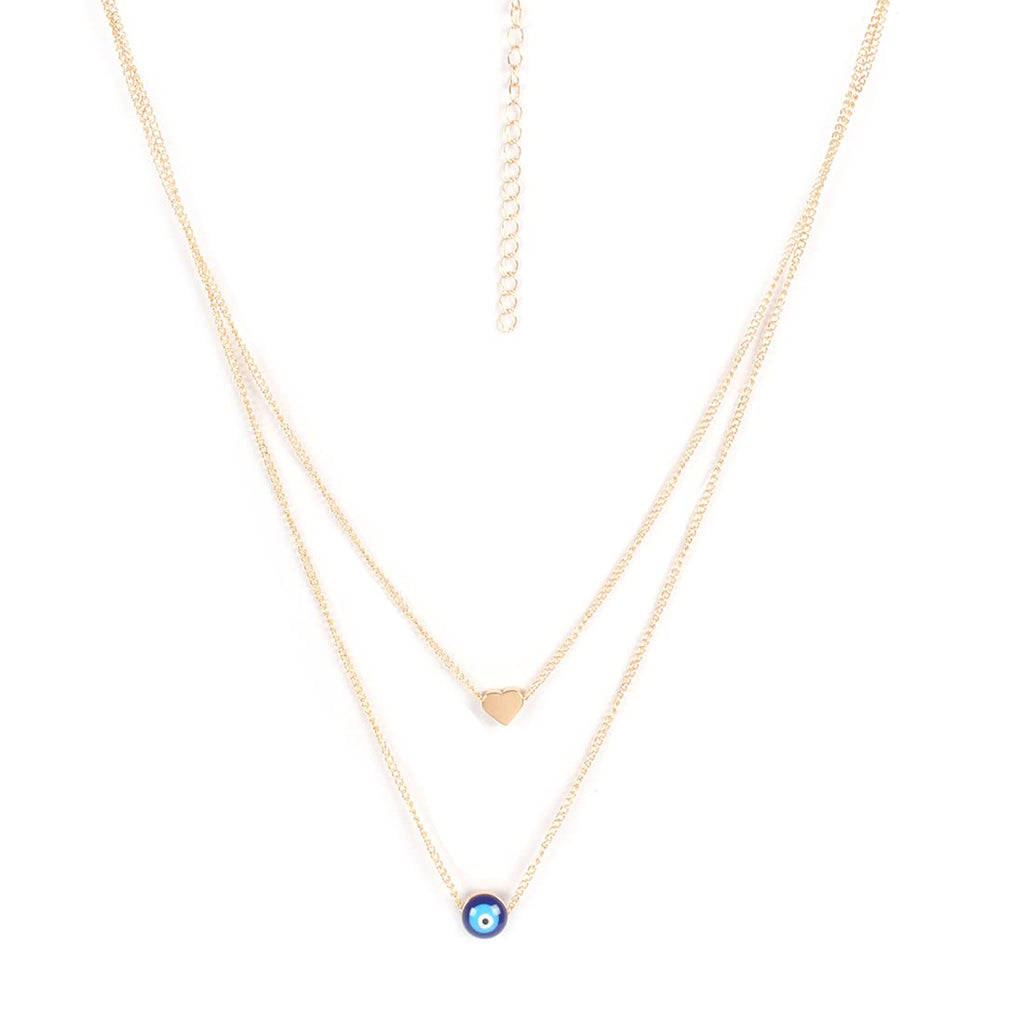 Gold-Toned Alloy Heart & Evil Eye Necklace - The Pari