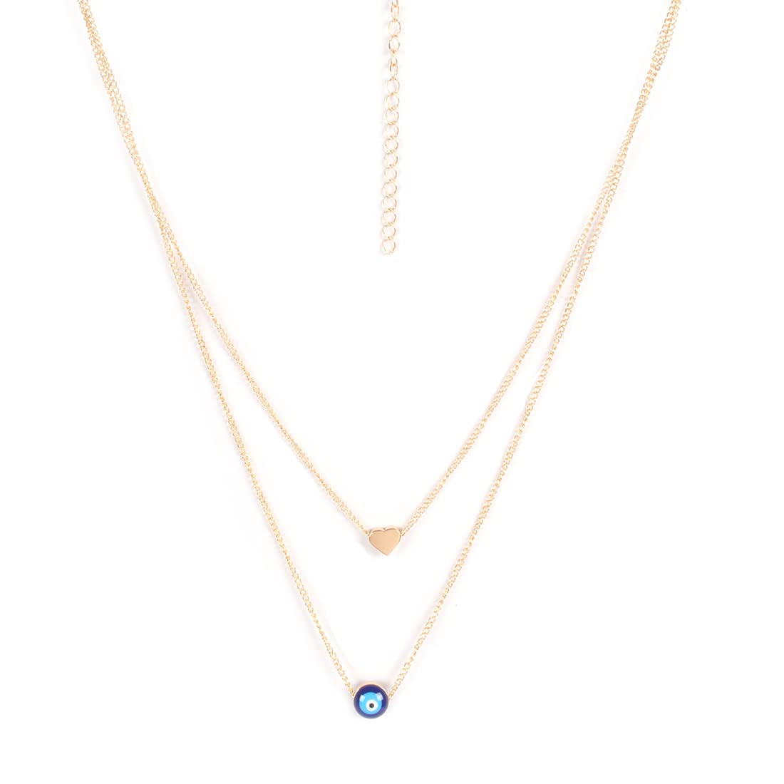 Gold-Toned Alloy Heart & Evil Eye Necklace - The Pari