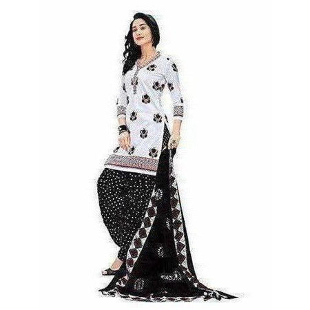Women's Cotton Unstitched White Salwar Suit Material