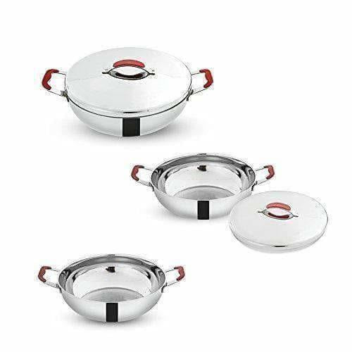 Stainless Steel Kadai with  Lid - 2.5 Litres