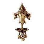 Brass Ganesha Wall Hanging Deepak With Bells