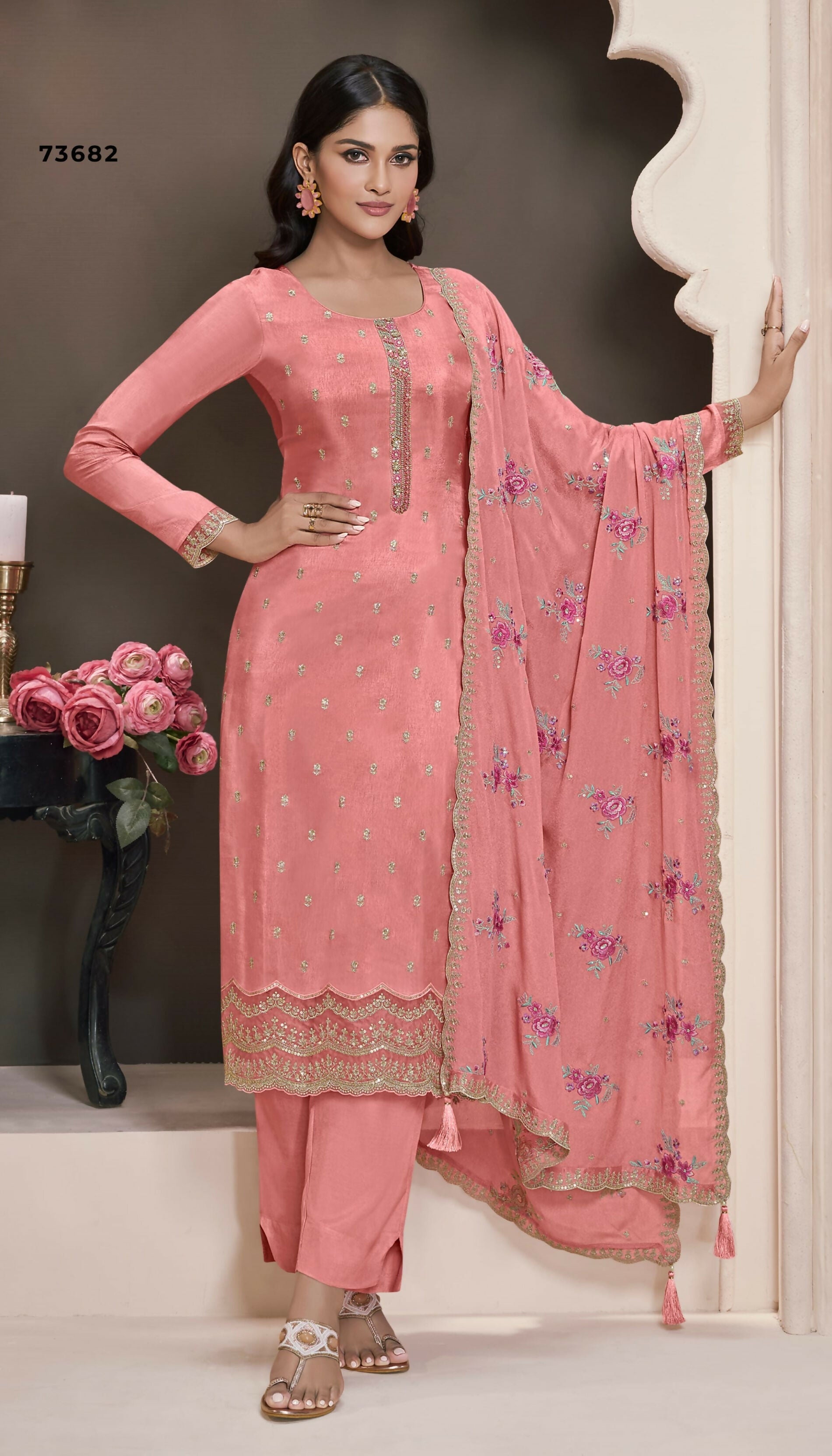 Anaita Pink Silk Embroidered Stitched Salwar Suit - Distacart