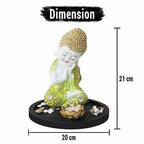 Multi - Color Handmade Buddha Showpiece and Stones On Wooden Tray - Distacart