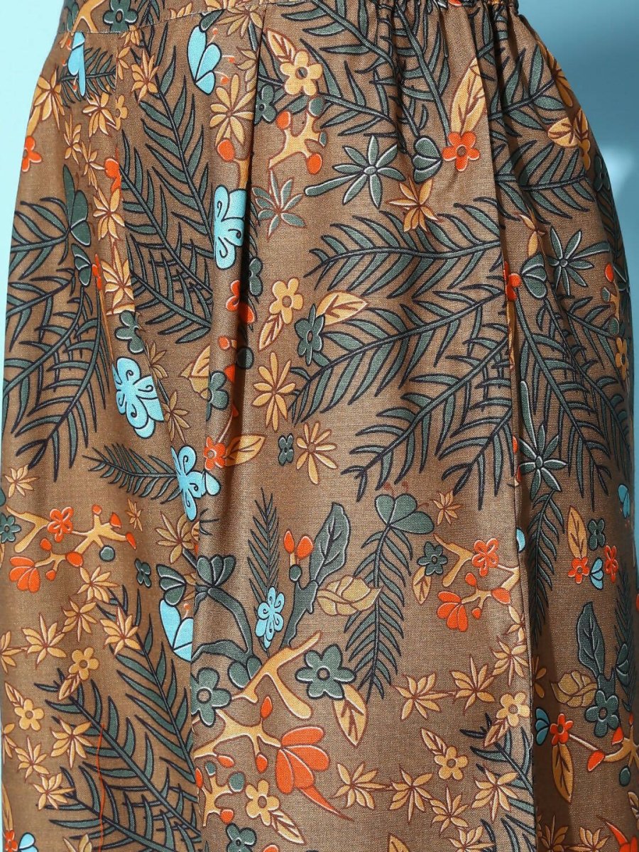 Ahalyaa Women's Brown Colour Cotton Blend Digital Printed Kurta Palazzo Set With Dupatta - Distacart