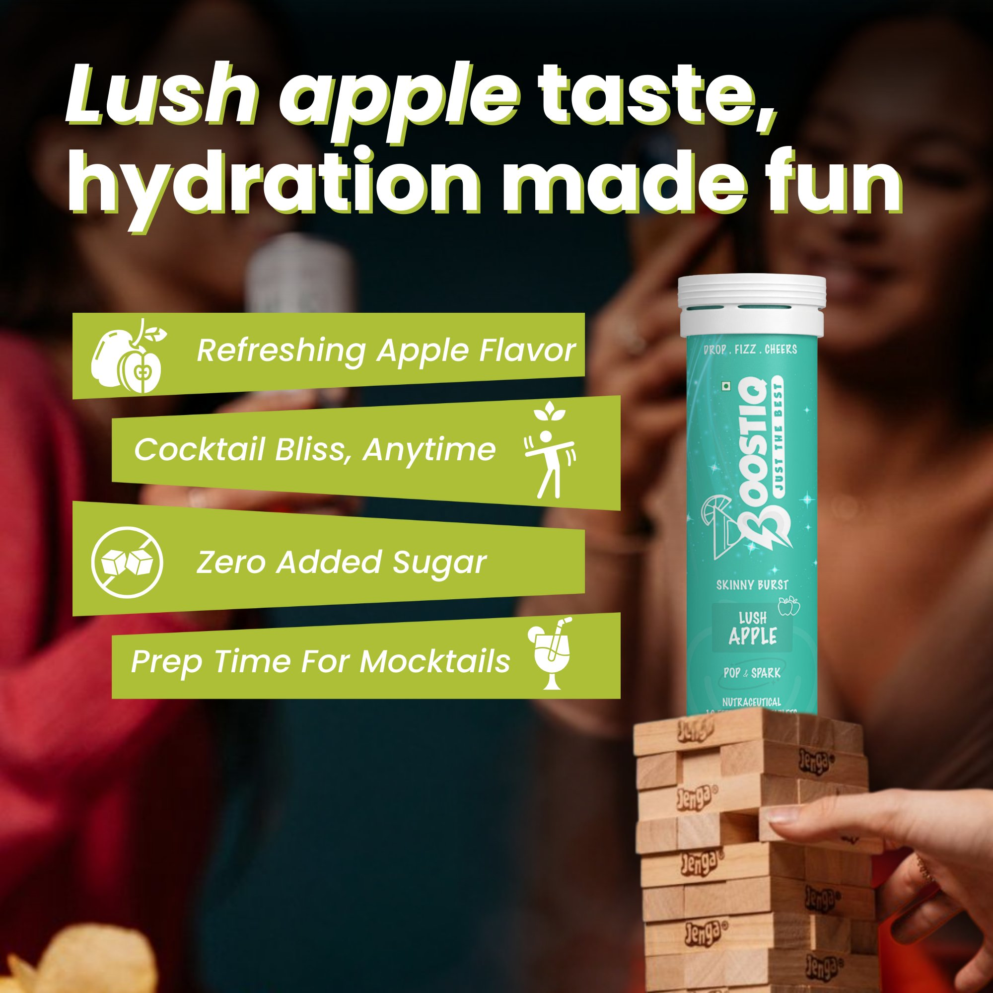 BOOSTIQ Pop & Spark Effervescent Tablets - Lush Apple