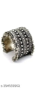 Tehzeeb Creations Women's Silver Colour Oxidised Kada Afghani Style Bangle - Distacart