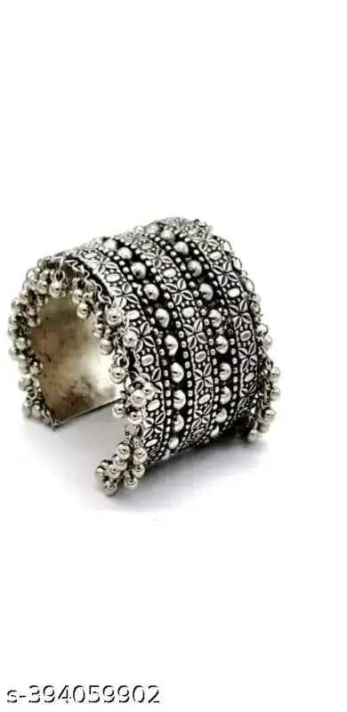 Tehzeeb Creations Women's Silver Colour Oxidised Kada Afghani Style Bangle - Distacart