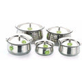 Silver Touch Stainless Steel Handi with Lid -  Set of 5