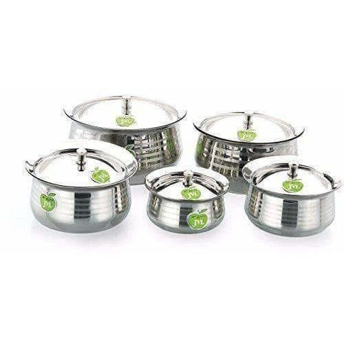 Silver Touch Stainless Steel Handi with Lid -  Set of 5