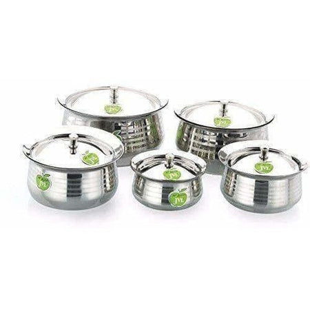 Silver Touch Stainless Steel Handi with Lid -  Set of 5