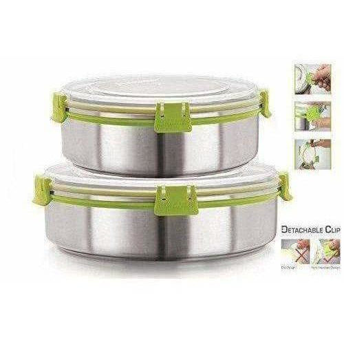 Stainless Steel Airtight & Leak Proof Containers Set, 1300 ml & 1750 ml, Set Of 2