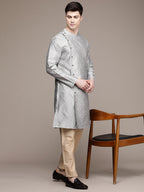 House of Pataudi Ethnic Motifs Embroidered Thread Work Angrakha Rozana Kurta