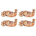 Traditional Design Copper Thali Multi cuisine Dinnerware Set, 8 Pieces - Distacart