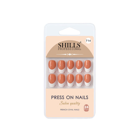 Shills Professional Reusable Press On Nails French Oval - SPN714